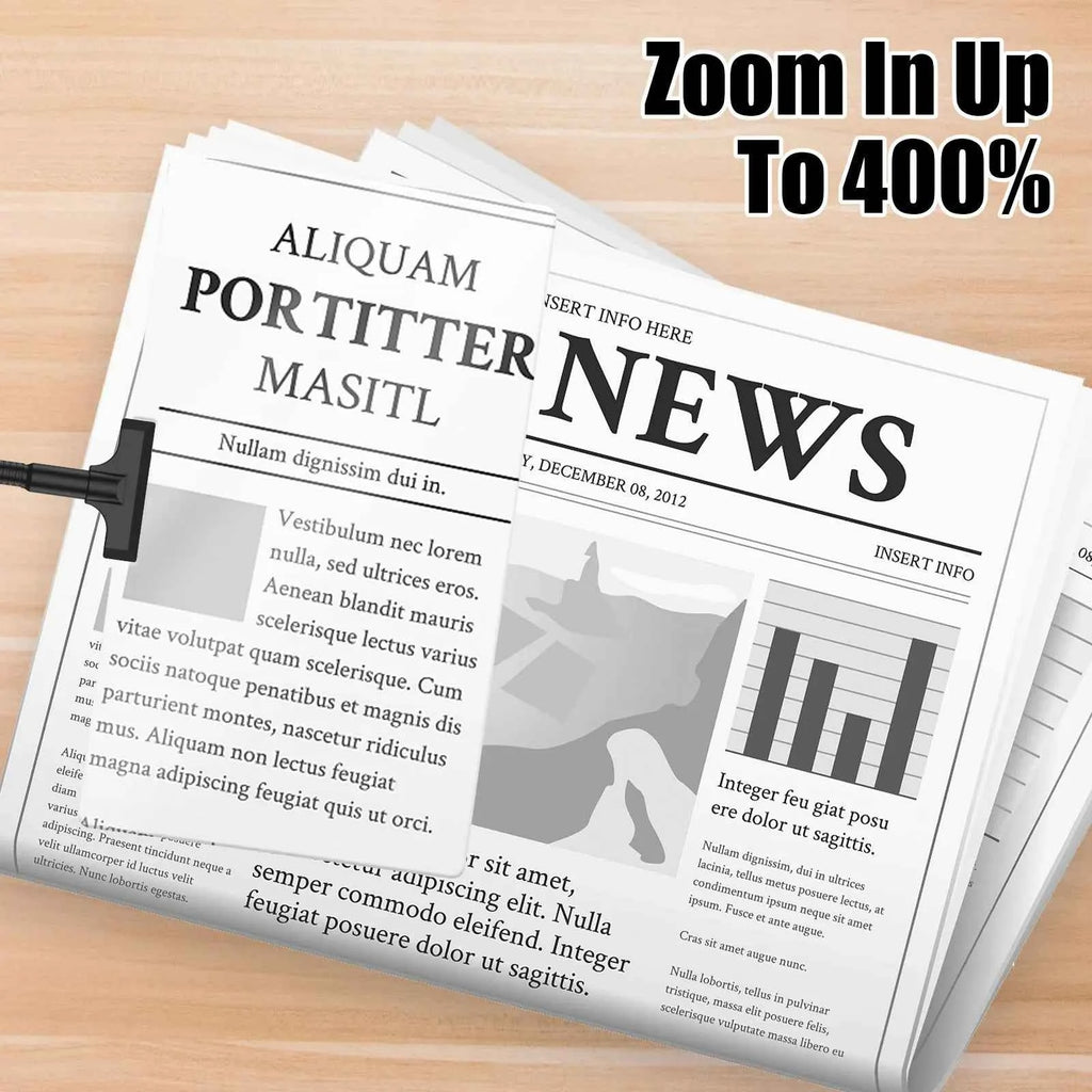MagnifyPro Full-Page Magnifier - 4X & 5X Flexible Hands-Free Lens for Effortless Reading & Enhanced Clarity for All Ages