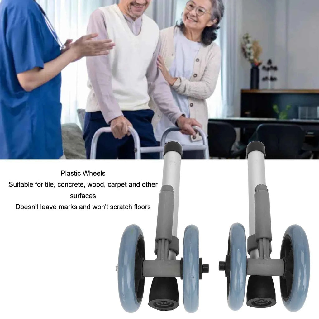 1 pair Walker Wheels Walker Wheels Adjustable Height Replacement Walker Feet Caster with Brake Wheel for Seniors Disabled People