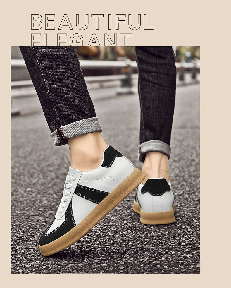 Men Women Genuine Leather Casual Elevator Shoes Leisure Sneakers Sports Zapatos Mujer Men's Height Increasing Shoes Tennis Shoes