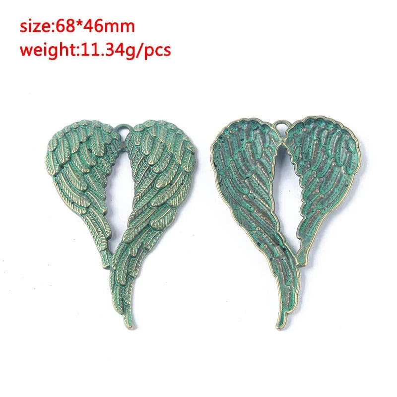 2pcs/lot Verdigris Patina Elephant/Heart/Leaf/Flower/Dragonfly/Butterfly/Swirl/Wing Pattern Pendant Fashion Jewelry Material