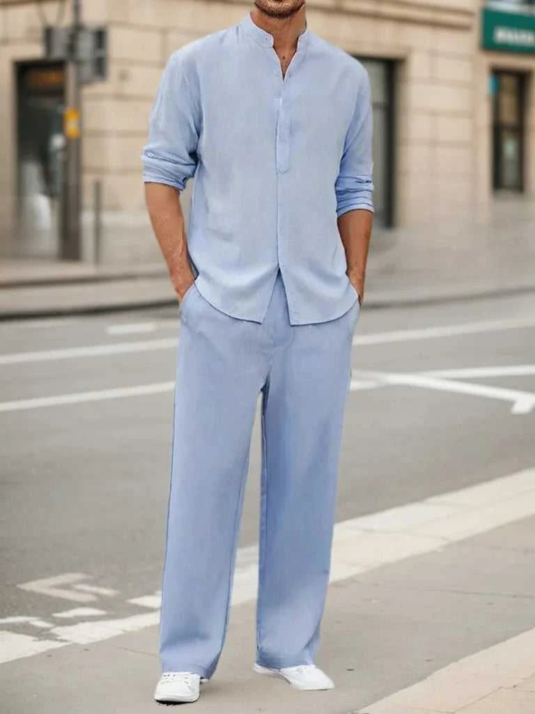 Men's Fall Casual Outfits Solid Color Henley Collar Long Sleeve Tops with Elastic Waist Pants Long Sleeve Pants Shirt Suit The jack market .AU The jack market .AU Men Fashion $ 47 14:193#Black;5:100014064