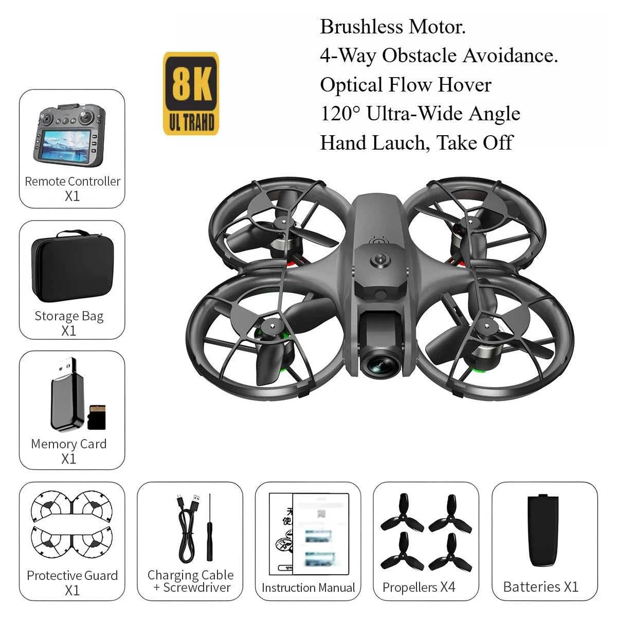 New U9 Aerial Drone 4.5-inch Large Screen RC 8K HD Electronic Adjustment Camera Hand Launch Intelligent Photography Aircraft The jack market .AU The jack market .AU Drones $ 115 14:193#U9-Brushless-8K