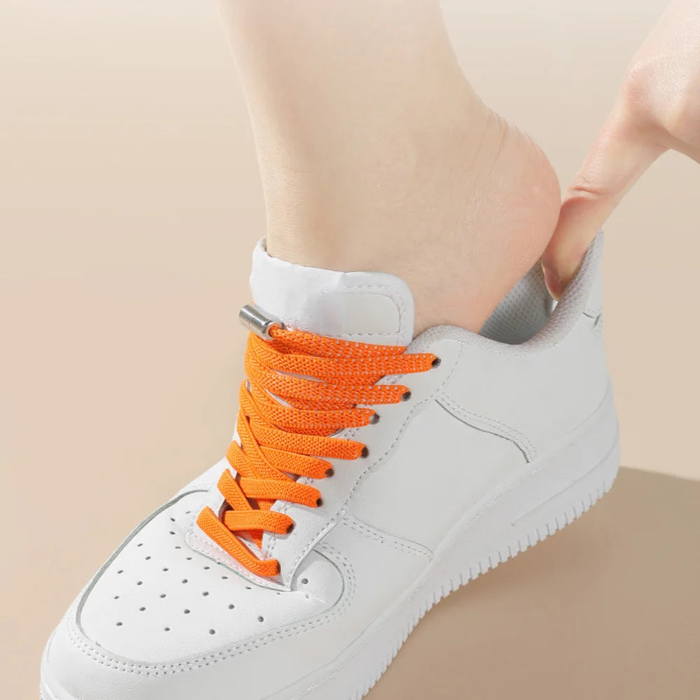 No Tie Shoe Laces Metal Capsule Lock Elastic Laces Sneakers Flat Shoelaces Without Ties Kids Adult Quick Shoes Lace Rubber Bands