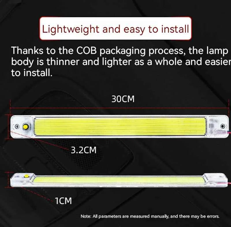 Car Reading Light COB High-brightness thin 12V/24V LED Cabin Interior Light Dome Lamp With Switch For Van Lorry Truck RV Camper