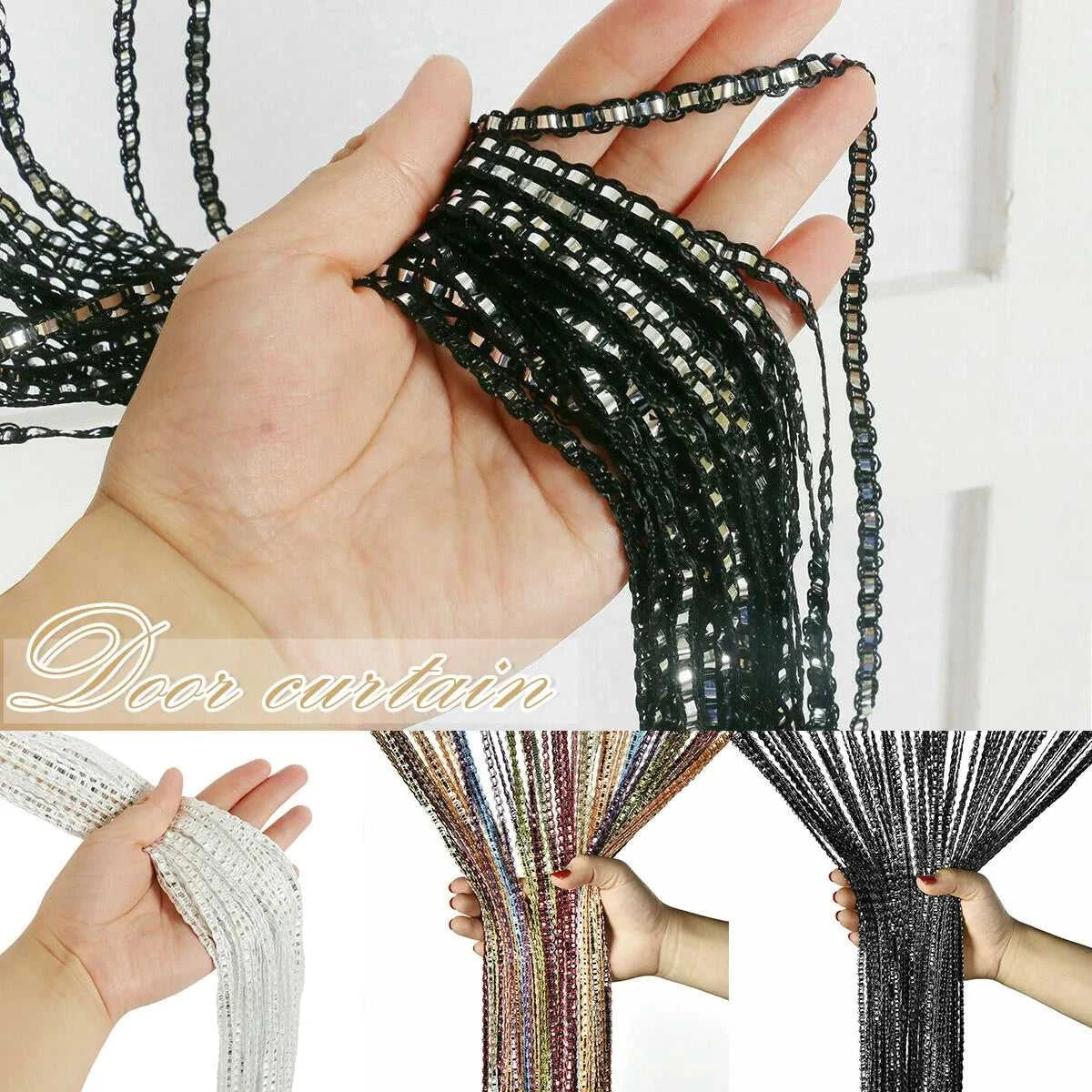 200X100Cm Living Room Multi-Color Tassels Linear Silk Thread Curtain Suitable for Privacy Screen Home Door Curtain Decoration The jack market .AU The jack market .AU Home $ 57 14:193#Black