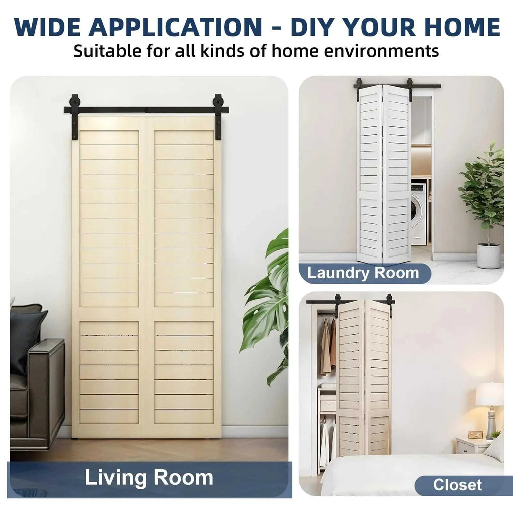 Heavy Duty Bi-Folding Sliding Barn Door Hardware Kit Quiet Side-Mounted Roller – 2/4 Bifold Doors For Closet Laundry Bedroom The jack market .AU The jack market .AU Home $ 131 14:365458#52in for 4 Doors;200007763:201336106