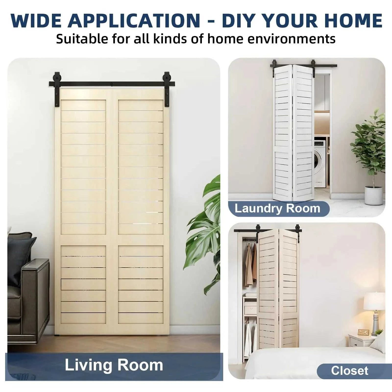 Heavy Duty Bi-Folding Sliding Barn Door Hardware Kit Quiet Side-Mounted Roller – 2/4 Bifold Doors For Closet Laundry Bedroom The jack market .AU The jack market .AU Home $ 131 14:365458#52in for 4 Doors;200007763:201336106