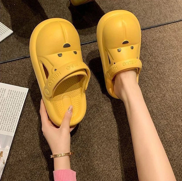 Shoes for Women 2025 Kawaii Cute Woman Slippers Round Toe Animal Cartoon Sandals Anime Slides Home Men Summer Mules House Indoor