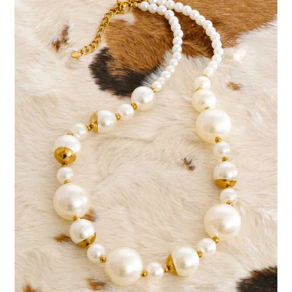 Yhpup New Arrivals Simulated Pearls Resin Acrylic Round Beads Chain Handmade Necklace Stainless Steel Trendy Jewelry Waterproof The jack market .AU The jack market .AU $ 54 200001034:2604813136#YH6980A Amber