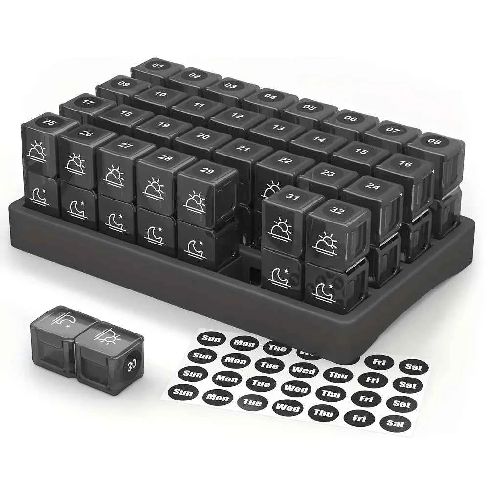 Monthly Pill Organizer 2 Times a Day, 31Day Pill Box AM PM, One Month Pill Box Organizer AM PM to Hold Vitamins, Supplements