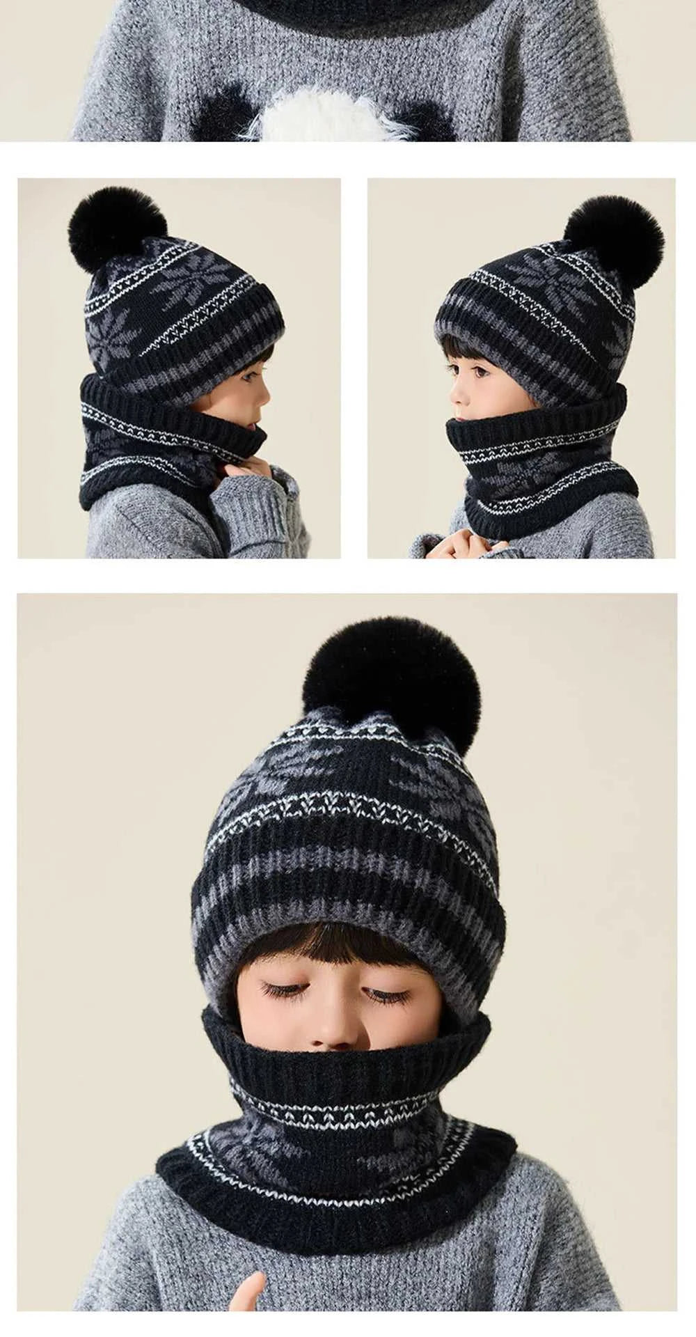 Children's Hats Autumn Winter Knit Hats Boys Girls Thick Scarves Hats Set Soft Comfortable Woolen Beanies Cap Wholesale The jack market .AU The jack market .AU Mum & Kids: Essential Products for Every Family $ 28 14:29#Black;5:200001058