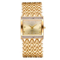 Luxury Golds Ladies Square Diamond Watch - Elegant Stainless Steel Quartz Timepiece for Fashion-Forward Women