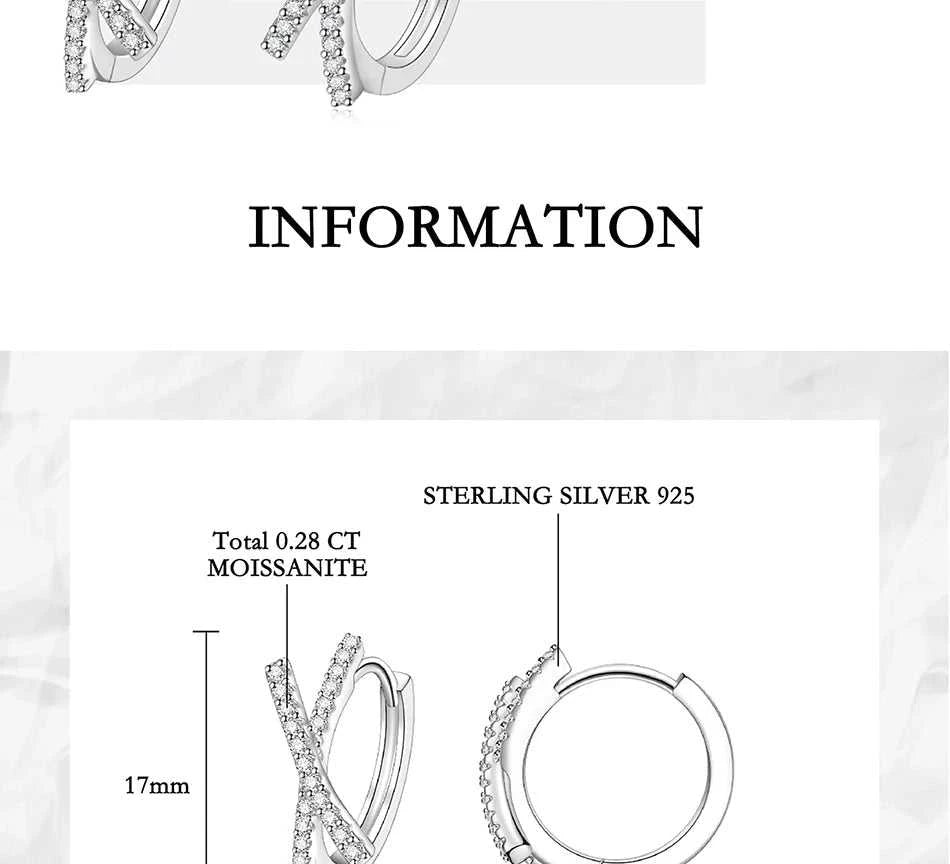 PERFANY 0.28CT Full Moissanite Hoop Earrings Women S925 Pure Silver Cross Design Laboratory Diamond Fashion Jewelry Party Gift The jack market .AU The jack market .AU Jewellery & Chains $ 82 200001034:361180#Total-0.28CT