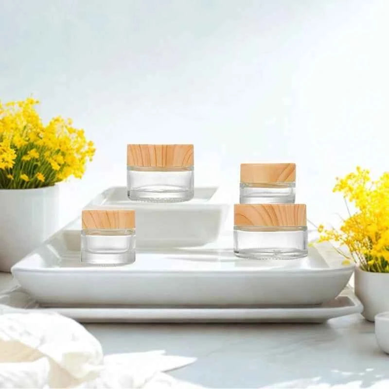 Clear Vision Glass Jars - Refillable 5g-20g Cosmetic Containers with Inner Lid for Cream, Balm & Makeup Storage