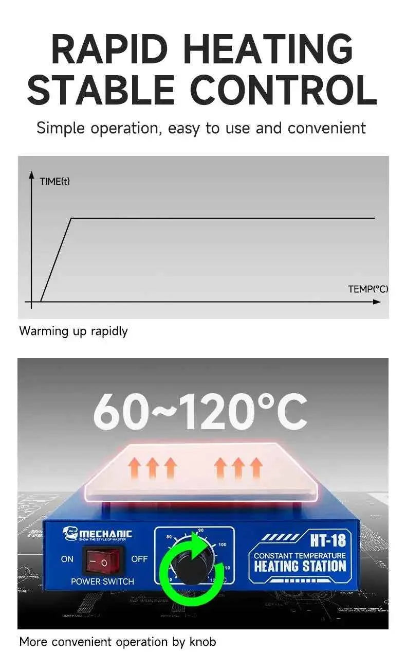 IntelliHeat Digital Heating Table - Quick & Stable Temperature Control for Flat & Curved LCD/OLED Screen Repairs