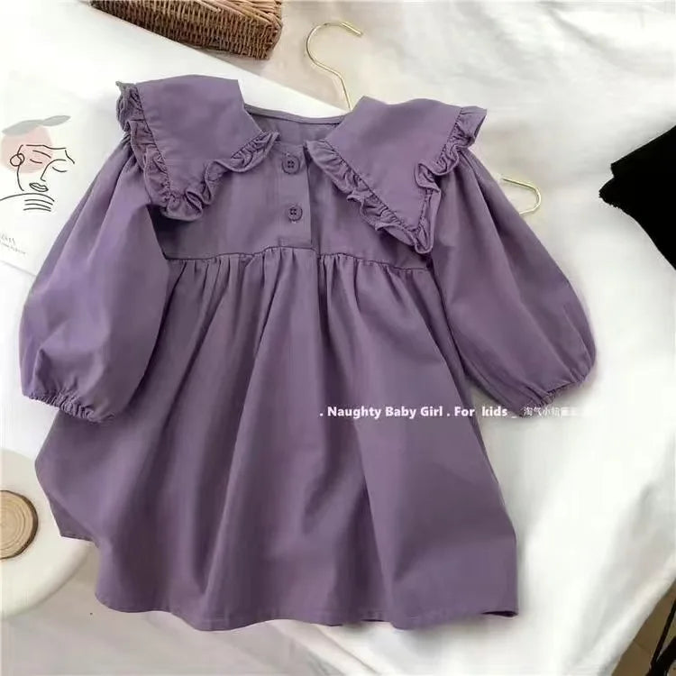 Sweetheart Couture Princess Dress - Casual Pink Cotton-Linen Dress with Big Turn Down Collar for Summer 2023