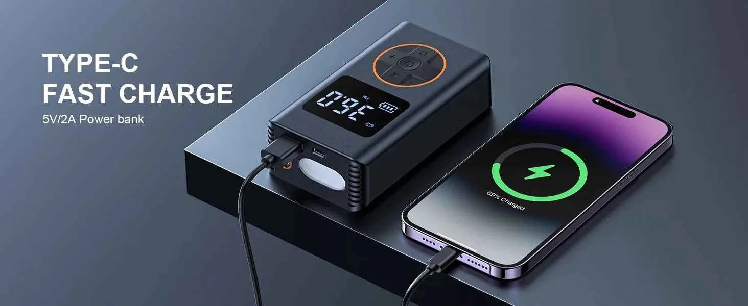 Tire Inflator Portable Air Compressor 150 PSI Cordless Mini Bike Tire Pump, Air Pump for Car with Pressure Gauge, LED Light