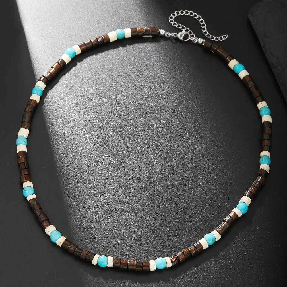 Fashion Nature Stone Wooden Necklace For Men Trendy Wooden Coconut Shell Natural Turquoise Beaded Necklace Gifts The jack market .AU The jack market .AU Jewellery & Chains $ 48 200001033:361180