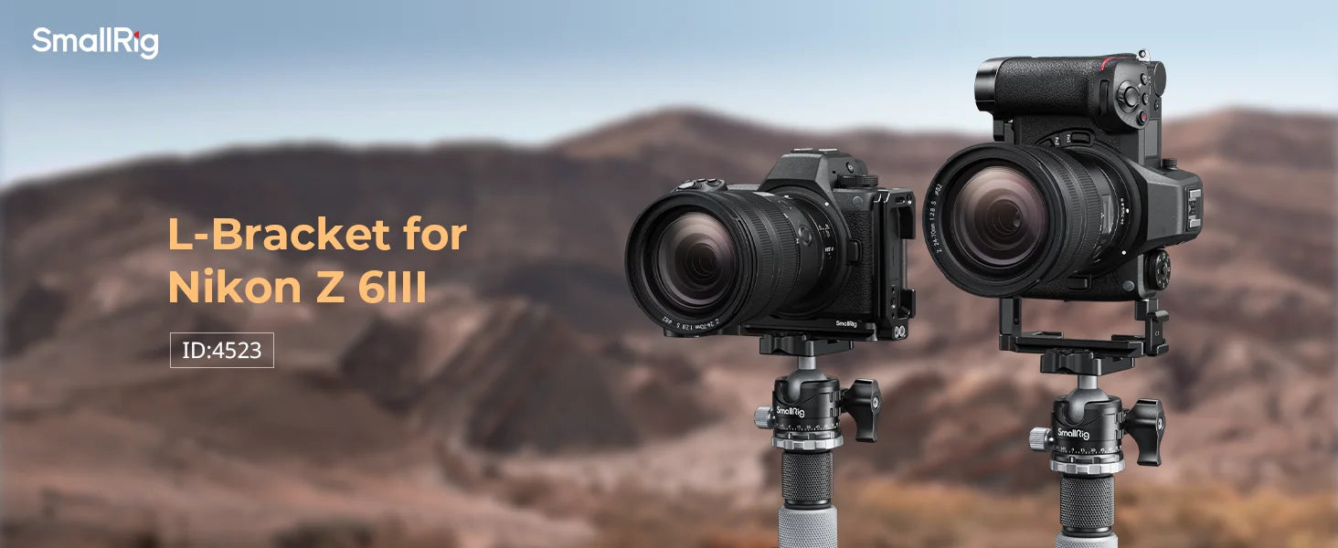 SmallRig L Plate for Nikon Z 6III, L-Bracket for Arca-Swiss, with 1/4"-20 Threaded Holes, QD Connector, Cold Shoe Mount - 4523