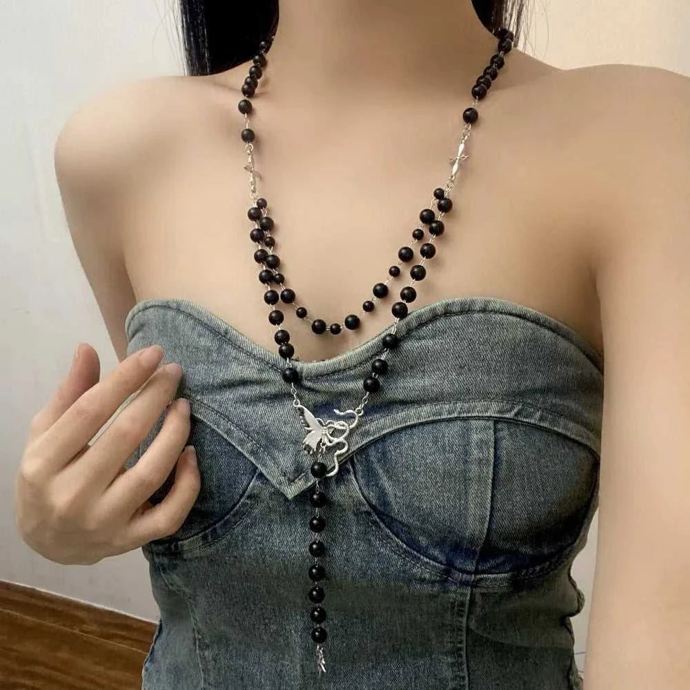Vintage Fashion Double-layer Flower Necklace Long Stackable Sweater Chain Y2K Style Beaded Geometric Necklace The jack market .AU The jack market .AU Jewellery & Chains $ 49 200001033:361187#03