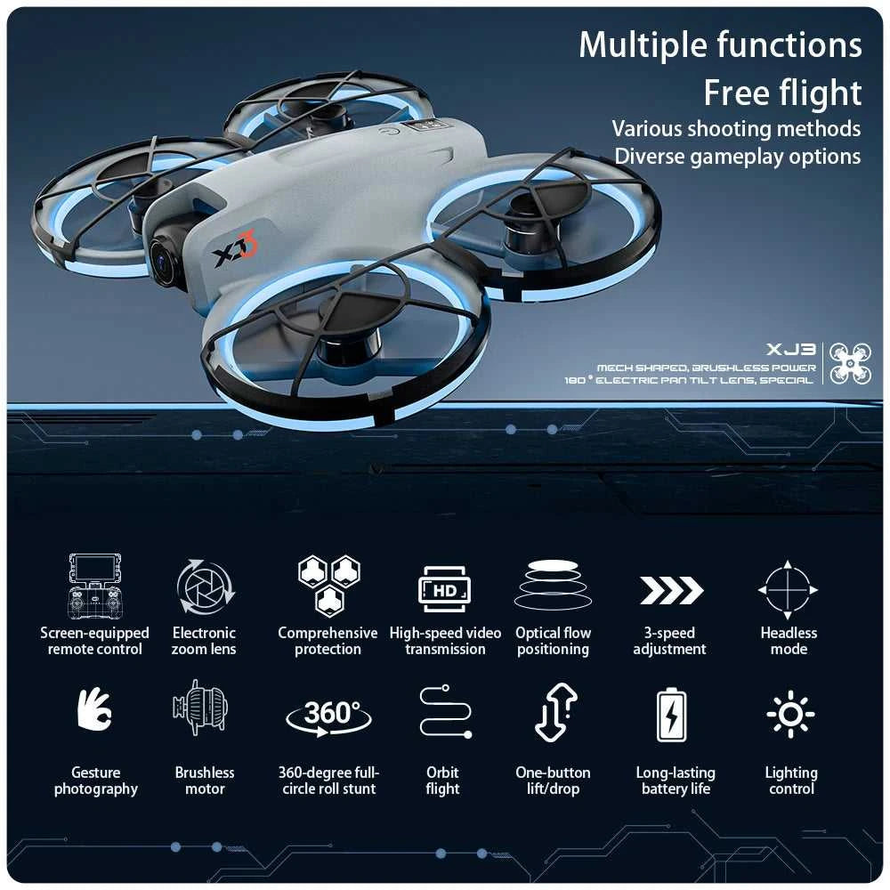 HD drone with dual cameras, headless mode design, 360° stunt flip, user friendly for outdoor travel. The jack market .AU The jack market .AU Drones $ 125 14:193#XJ3-A-4.3-GY-1B