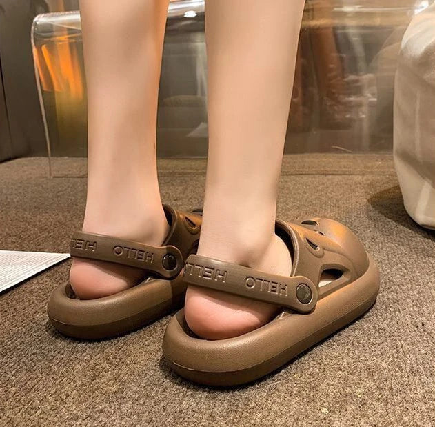 Shoes for Women 2025 Kawaii Cute Woman Slippers Round Toe Animal Cartoon Sandals Anime Slides Home Men Summer Mules House Indoor