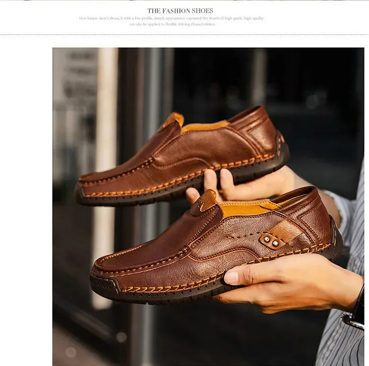 Mens Loafers Breathable Slip on Italian Driving Shoes Chaussure Homme Genuine Leather Men Handmade Casual Shoes