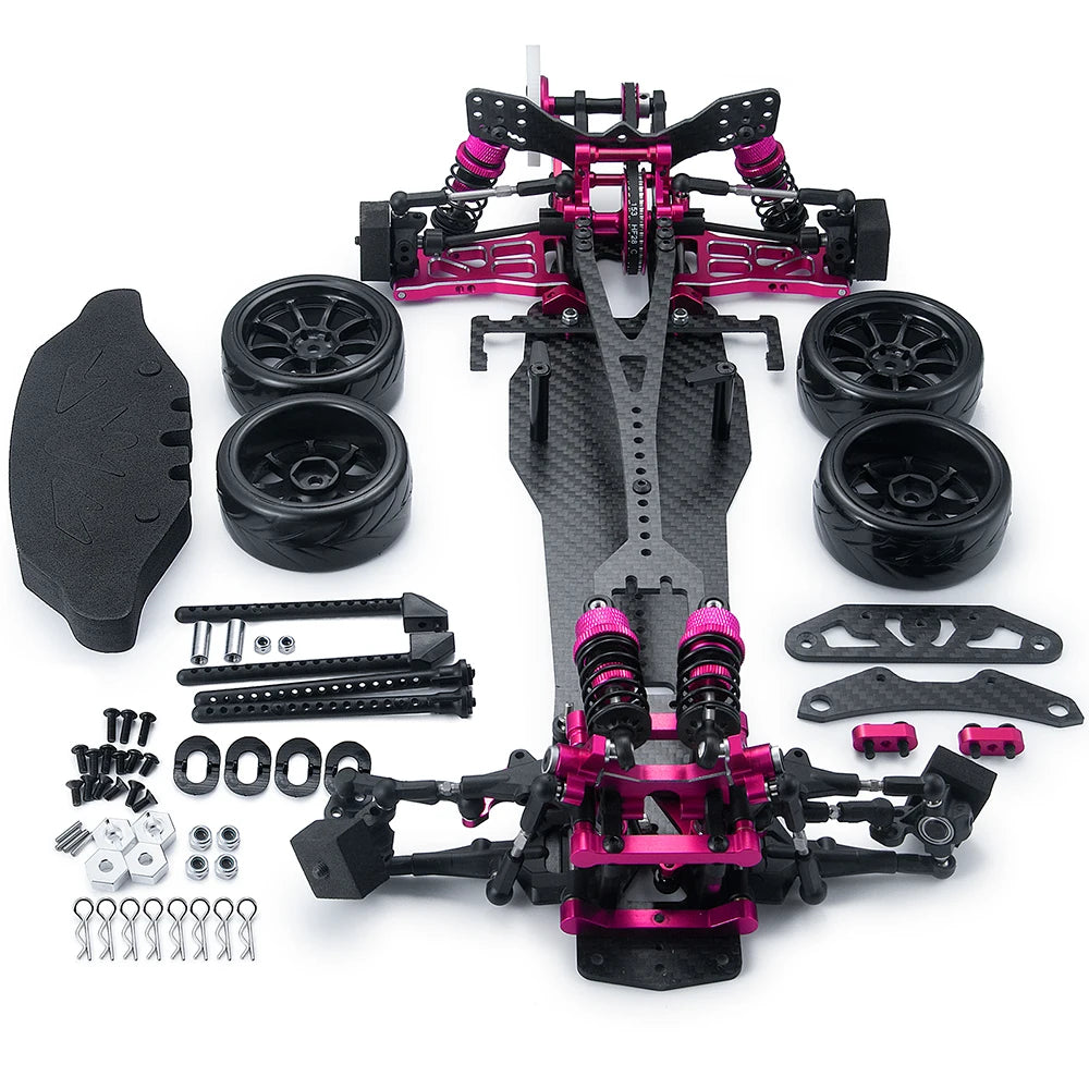 AXSPEED Alloy & Carbon Fiber Sakura D5S Frame Chassis Kit Remodel Belt Drive Upper Deck Adjustable Height for 1/10 RWD Drift Car