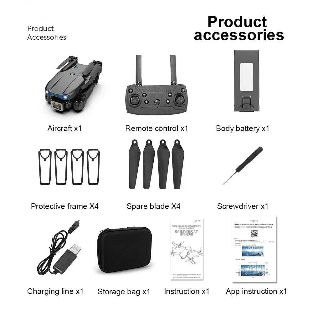 New E99Pro RC Drone 4K Professinal With Wide Angle Dual HD Camera Foldable RC Helicopter 5G WIFI FPV Height Hold Apron Sell The jack market .AU The jack market .AU Drones $ 75 14:193#E99-Dual-4K-Bag-Box