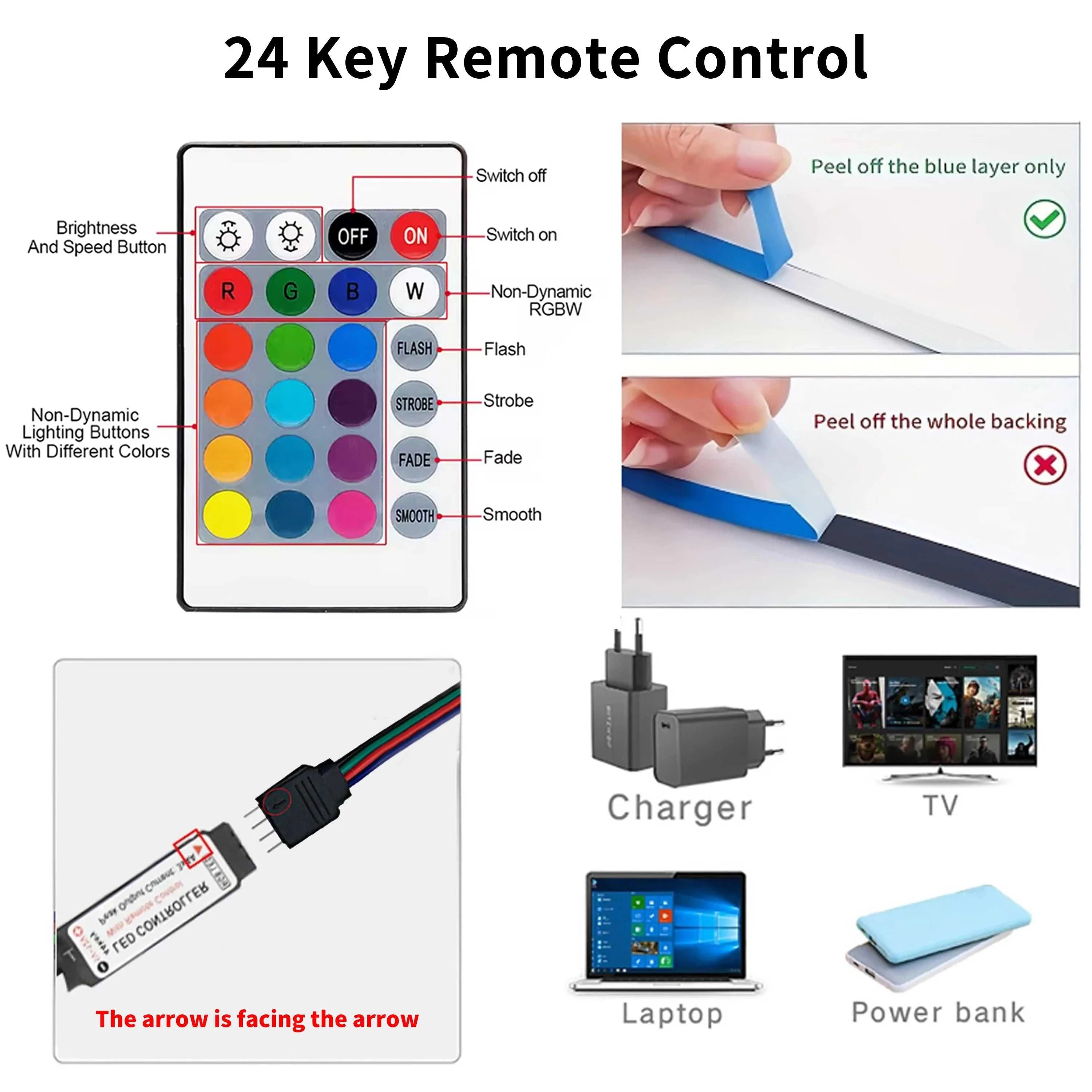 1-30M 5V USB Bluetooth LED Strip Light SMD 5050 5V RGB Flexible LED Strip Bluetooth APP Control Color Change For TV background The jack market .AU The jack market .AU Home $ 56 136:9131278654#24key IR controller;380:6286#20 m