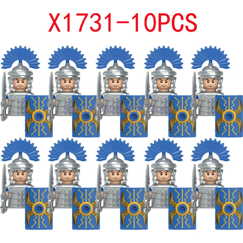MOC Military Soldier Movie Character Building Blocks Accessories Medieval Castle Knight Helmet Shield Mini Brick Gift Toy E008