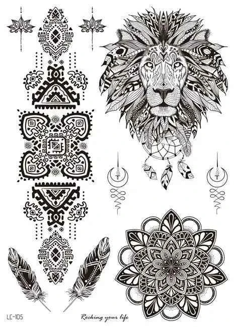 Henna Luxe Temporary Waterproof Tattoos - Sexy Body Art for 6 Months, Perfect for Festivals and Bold Self-Expression