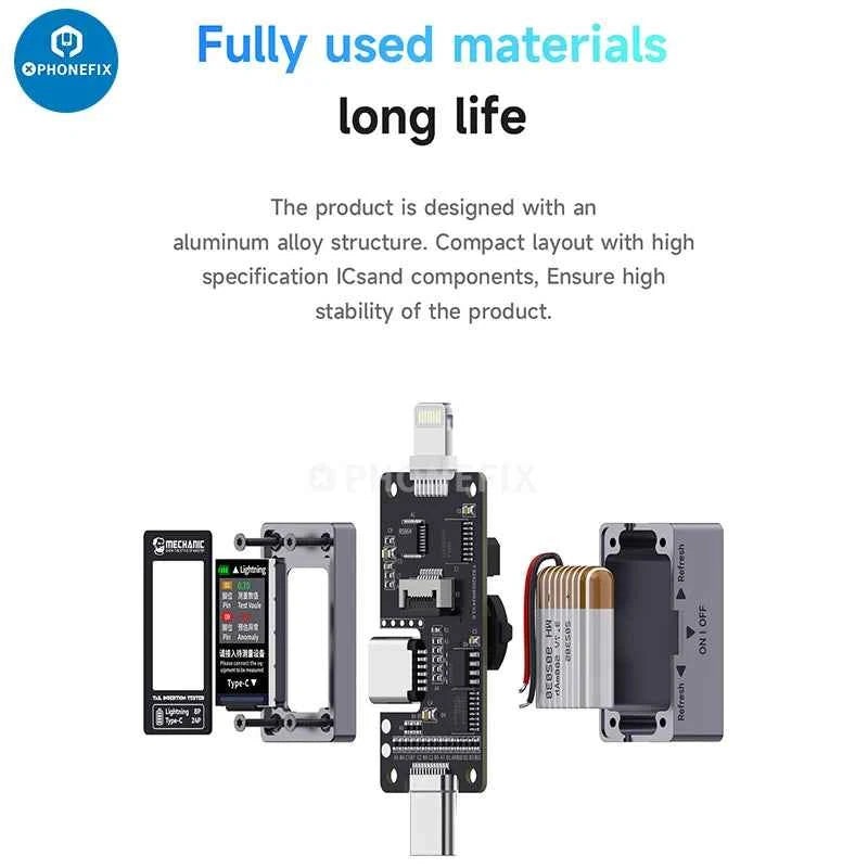 Mechanic T824 Type-C & Lightning Tail Insertion Tester for iPhone, iPad & Android - Fast, Accurate Connectivity Check