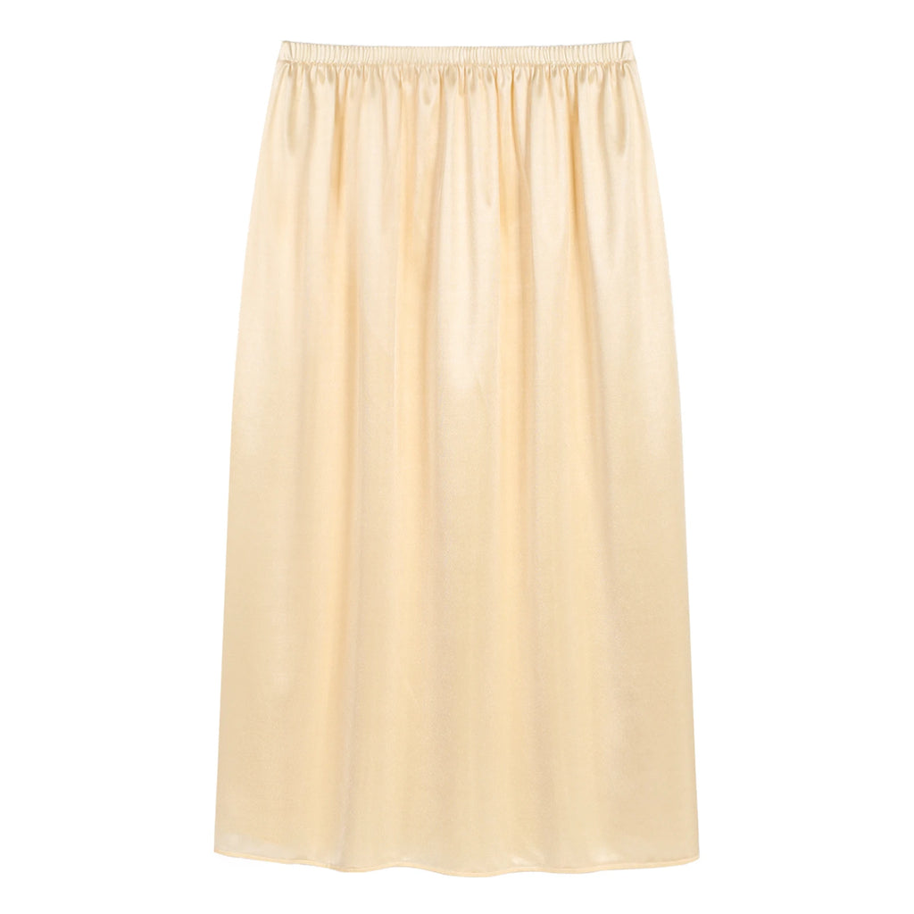Womens Petticoat Skirt Solid Half Slip Underskirt Summer Elastic Waist Inner Lining Midi Skirt Long Underskirt for Party Dress