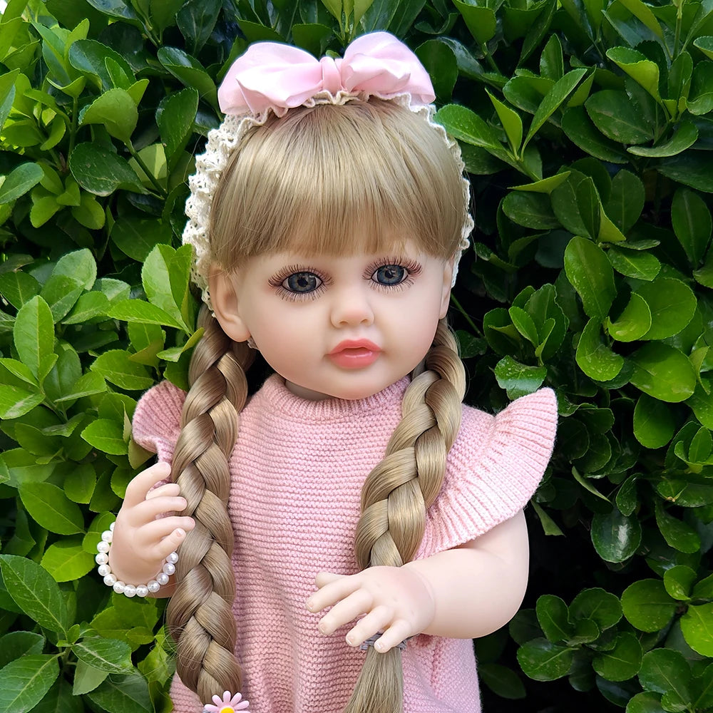 22Inch 55cm Finished Reborn Girl Dolls Full Soft Vinyl Simulation Doll Children Dress up Toy Birthday Christmas Gift