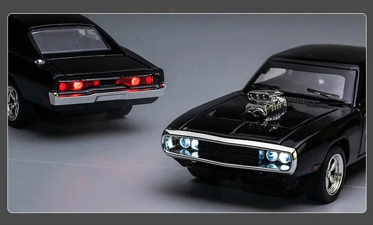 1:32 Simulation 1970 Dodge Charger Alloy Sports Car Model Sound Light Pull Back Luxury Car Children's Toy Gift Ornaments