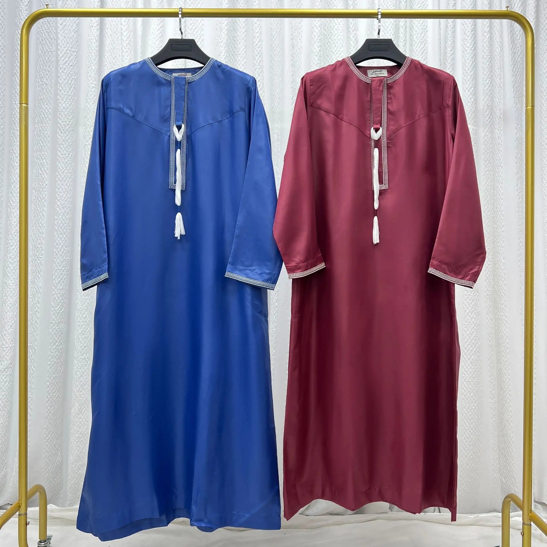 New 2026 Men's Muslim Abayas Dress Long-sleeved Pullover Kaftan Robe Men Jubba Thobe Pakistan Saudi Arab Caftan Islamic Clothing