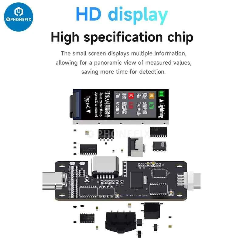 Mechanic T824 Type-C & Lightning Tail Insertion Tester for iPhone, iPad & Android - Fast, Accurate Connectivity Check