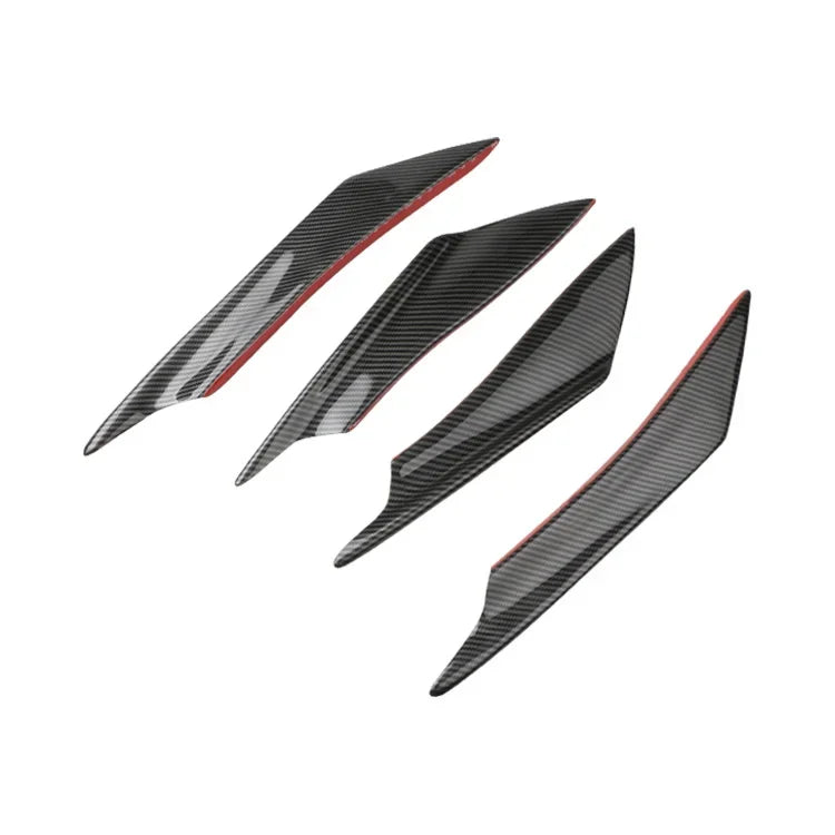 4pcs Universal Car Front Bumper Lip Fin Splitter Body Spoiler Canards Spoiler Car Tuning Canard Decor Black Carbon Fiber
