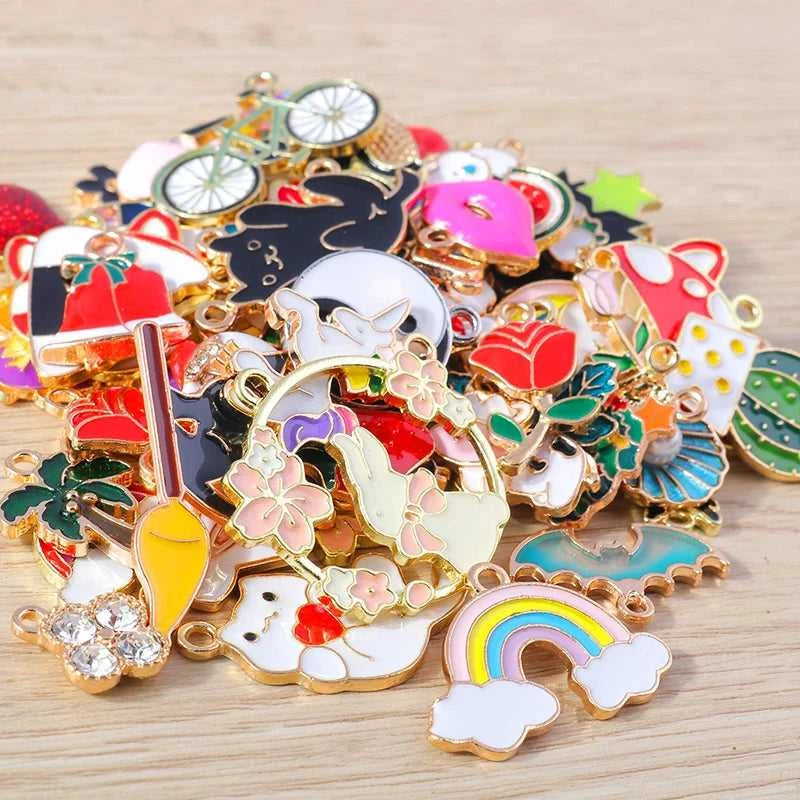 Tusember Mixed Gold Color Alloy Enamel Cute Heart Flower Fruit Charms Pendants For DIY Earrings Bracelet Jewelry Accessories The jack market .AU The jack market .AU Jewellery & Chains $ 50 200001033:200006253#random mix 20pcs