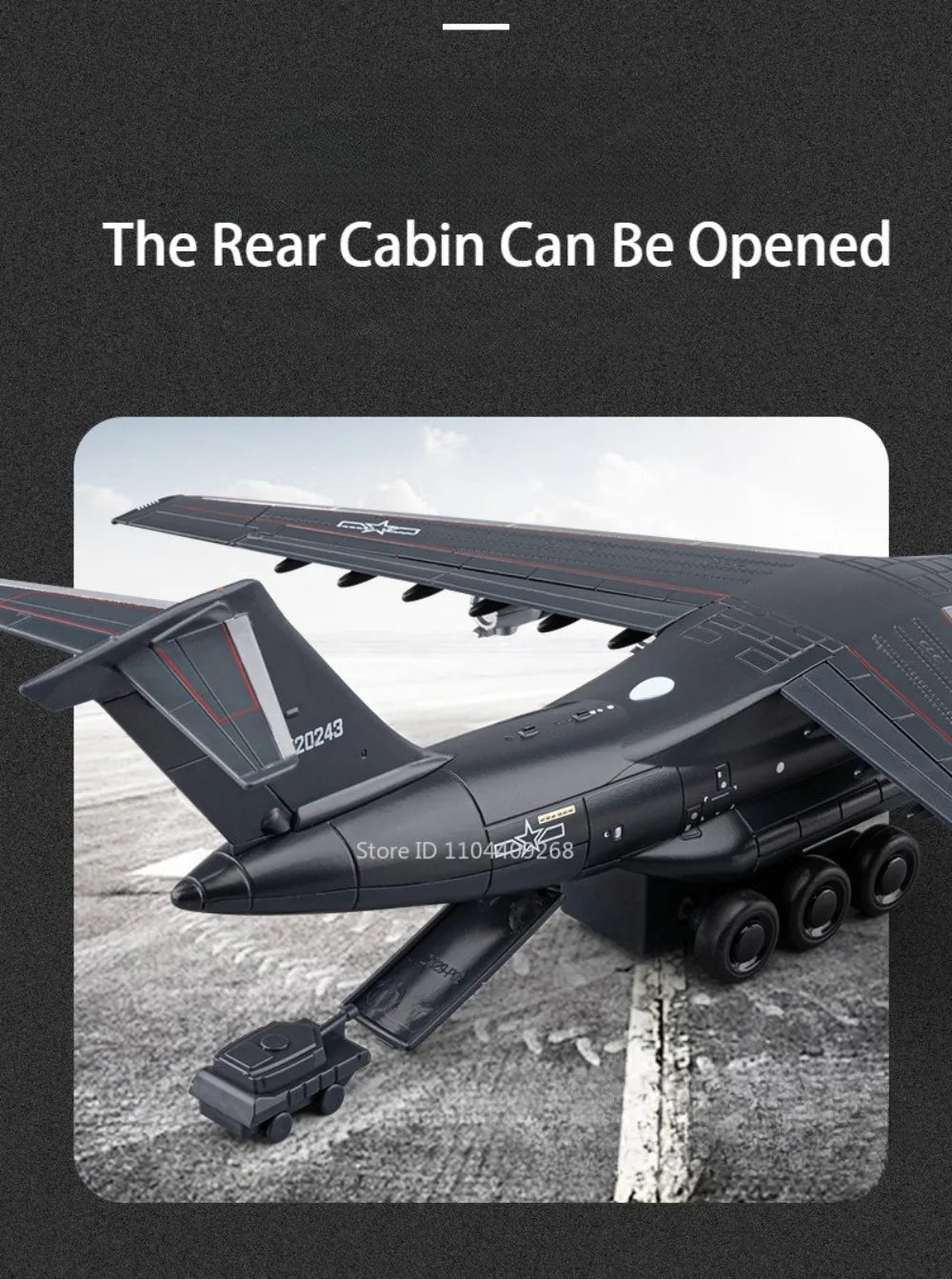 1:180 Y-20 Military Transport Plane Diecast Model – Pull Back with Sound & Light