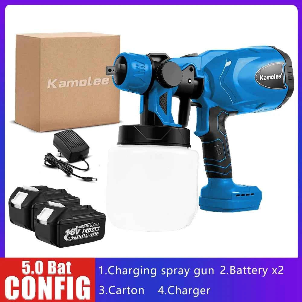 Kamolee 800ml Wireless Charging Sprayer 18V-21V Battery Household Portable Electric Airbrush Paint/Spray Gun Tool