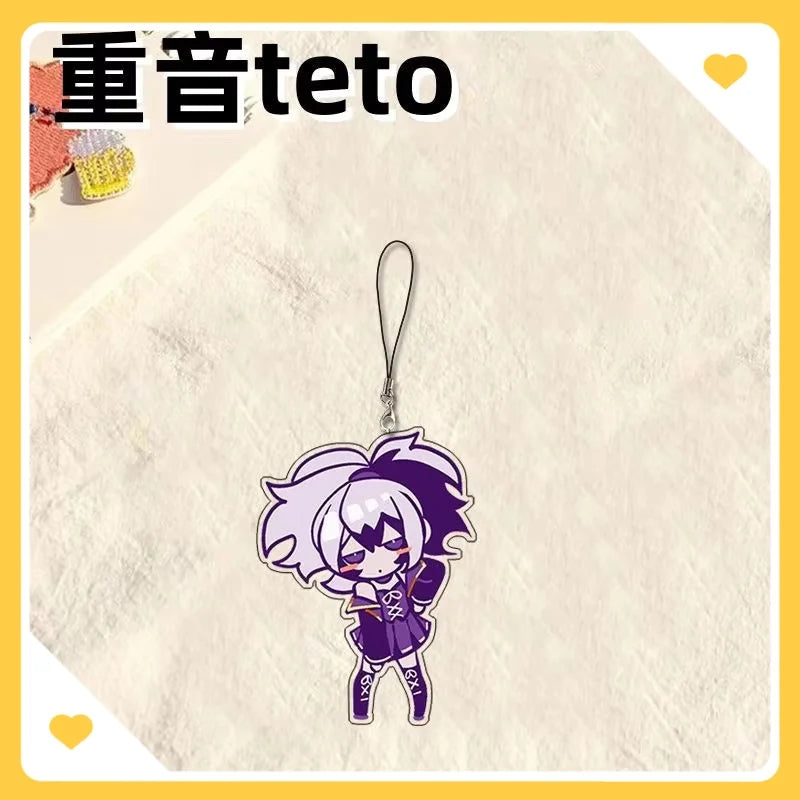 Hatsune Miku accent teto peripheral mobile phone chain car keychain anime acrylic pendant doll toys girl halloween gift
