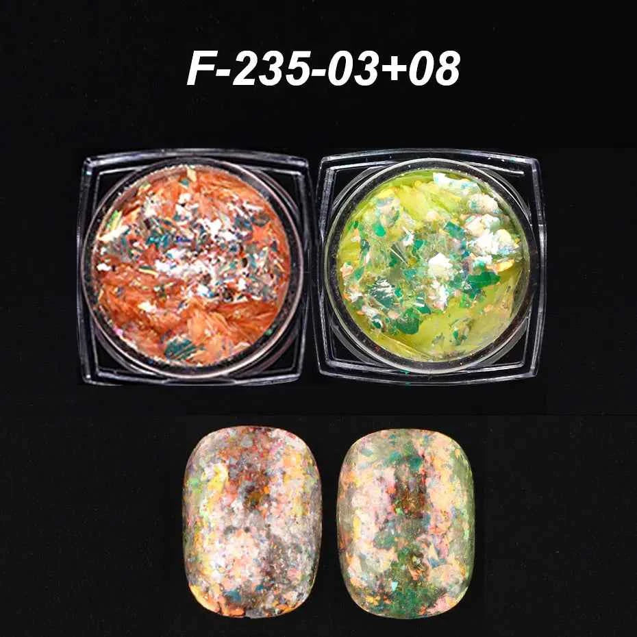 Aurora Opal Nail Flakes - Holographic Glitter Powder for Dazzling Mermaid Nail Art