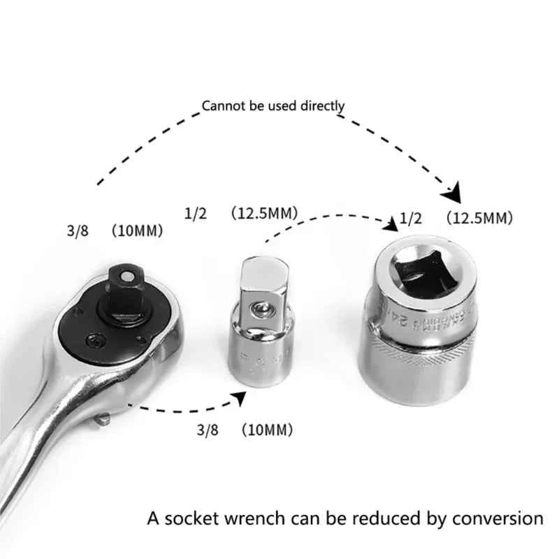 1/4" 3/8" 1/2" Ratchet Wrench Socket Converter Sleeve Head Chrome Vanadium Sleeve Drive Converter Transform Joint Hand Tools