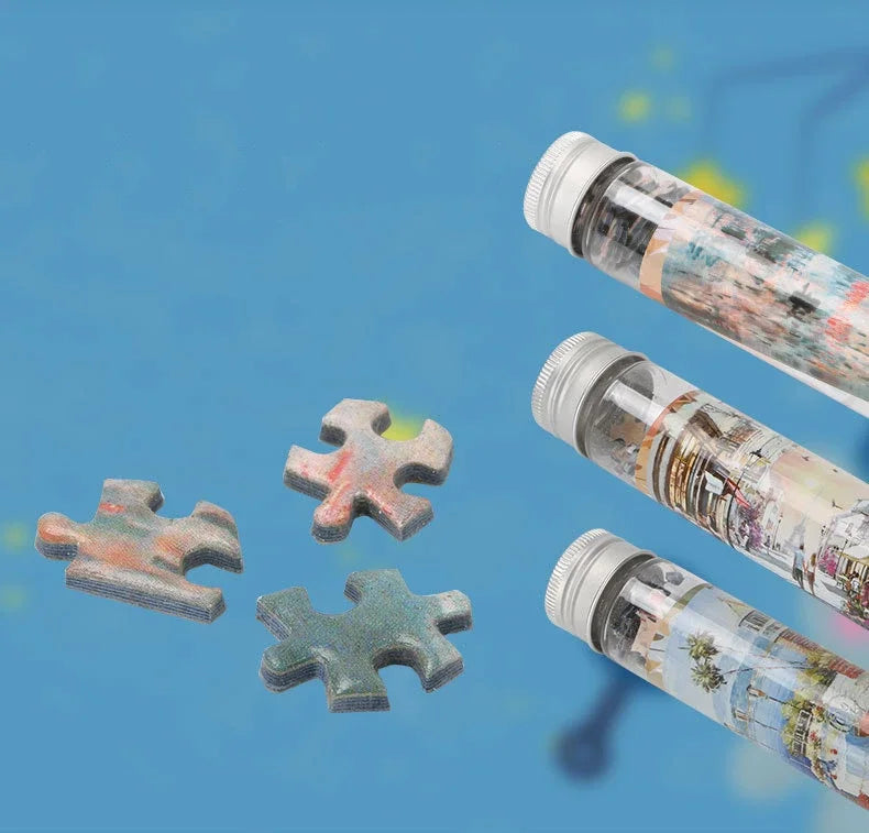 Fun 150 Piece Mini Jigsaw Puzzle Game Educational Paper Puzzles for Kids and Adults in a Convenient Tube