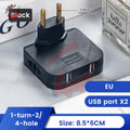 EU Universal Plug Dual USB Interface 3 In 1 Foldable Rotate Plug Hidden Socket USB 2A/5V 2500W Fast Charger Portable Travel Set