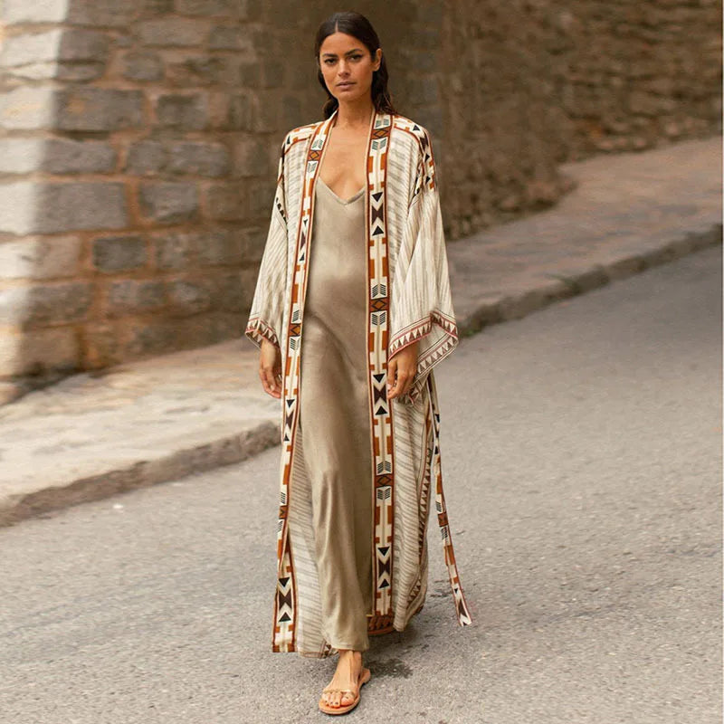 2026 Women's Kaftan Beach Cover-Up Dress - Stylish Long Tunic for Summer Bikinis & Beachwear