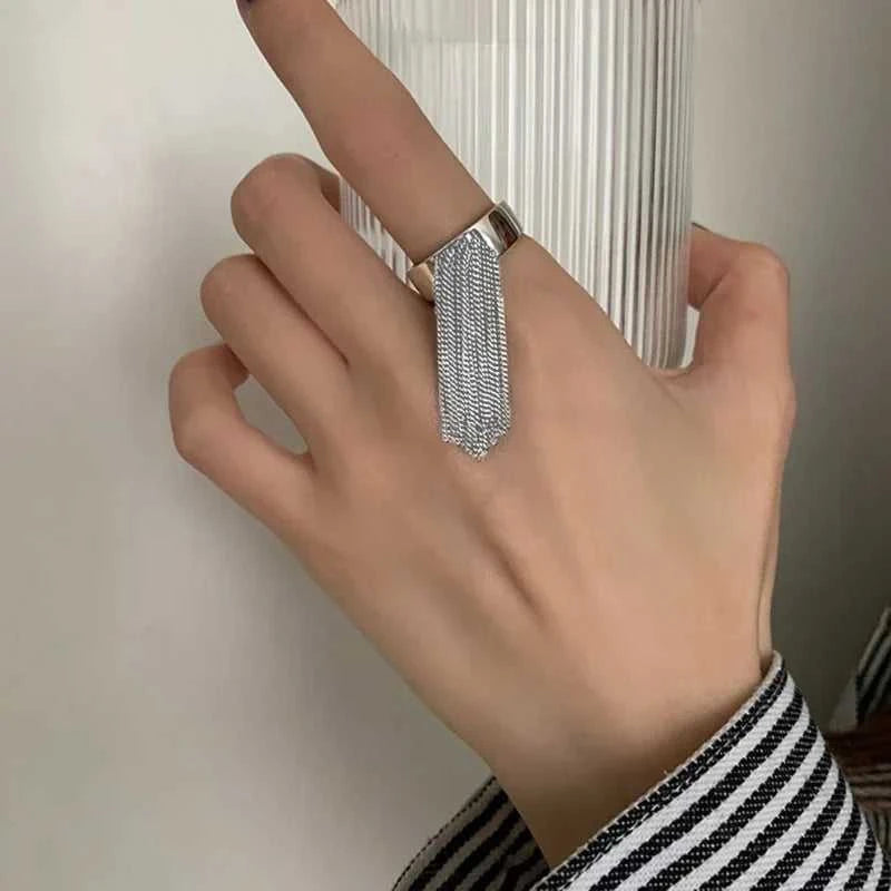 Vintage Stainless Steel Tassel Chain Ring for Women Trendy Elegant Charm Creative Unique Design Personality Ring Party Jewelry The jack market .AU The jack market .AU Jewellery & Chains $ 51 200000783:350853