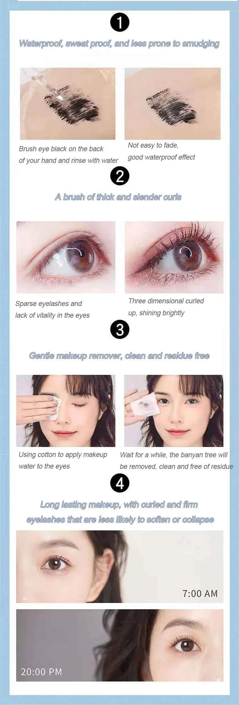Ultra-fine Mascara Curl Thick Lengthening Eyelash Mascara Waterproof Non-smudge Brown Natural Curling Fine Brush Mascara Makeup